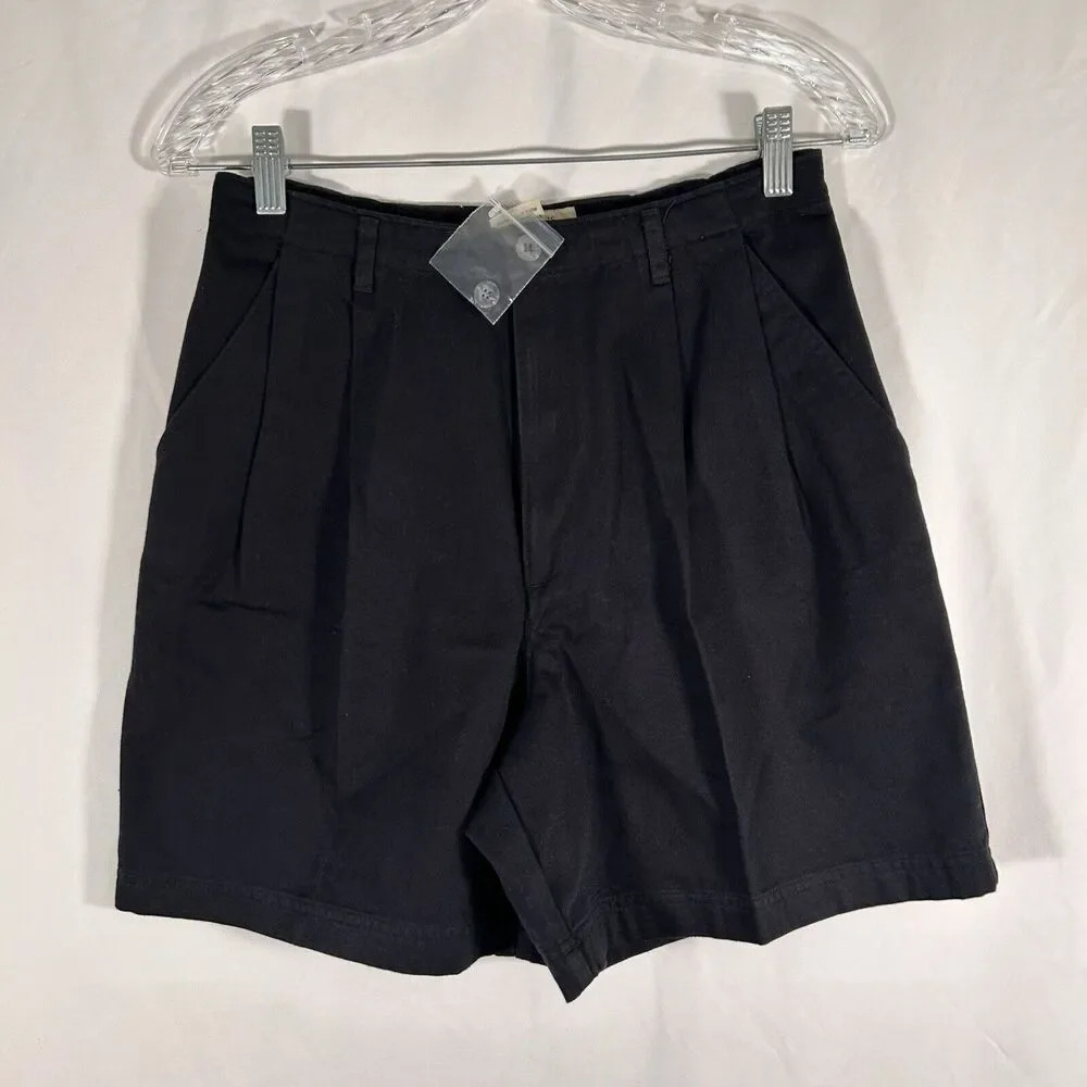 New St John's Bay Shorts Women's 8 Black 6" Inseam High Rise Chino Cotton NWOT
